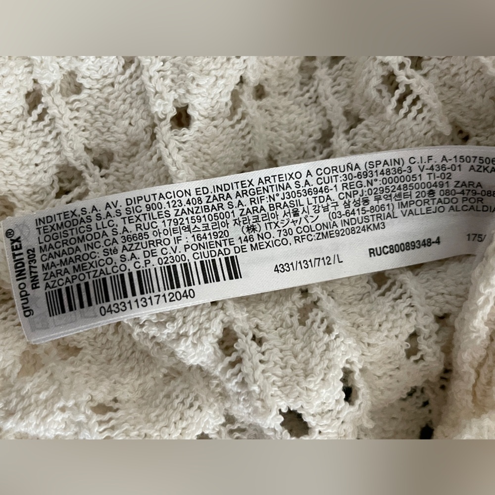 Zara Cream Ivory Lace Knit Cardigan Large Coquette Cottagecore Cropped Top - Picture 8 of 9